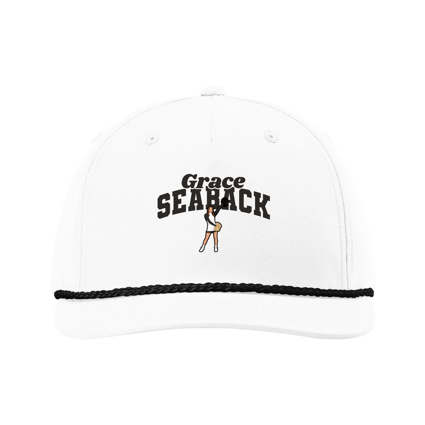 Five-Panel Classic Rope Cap — Signature Arch in White