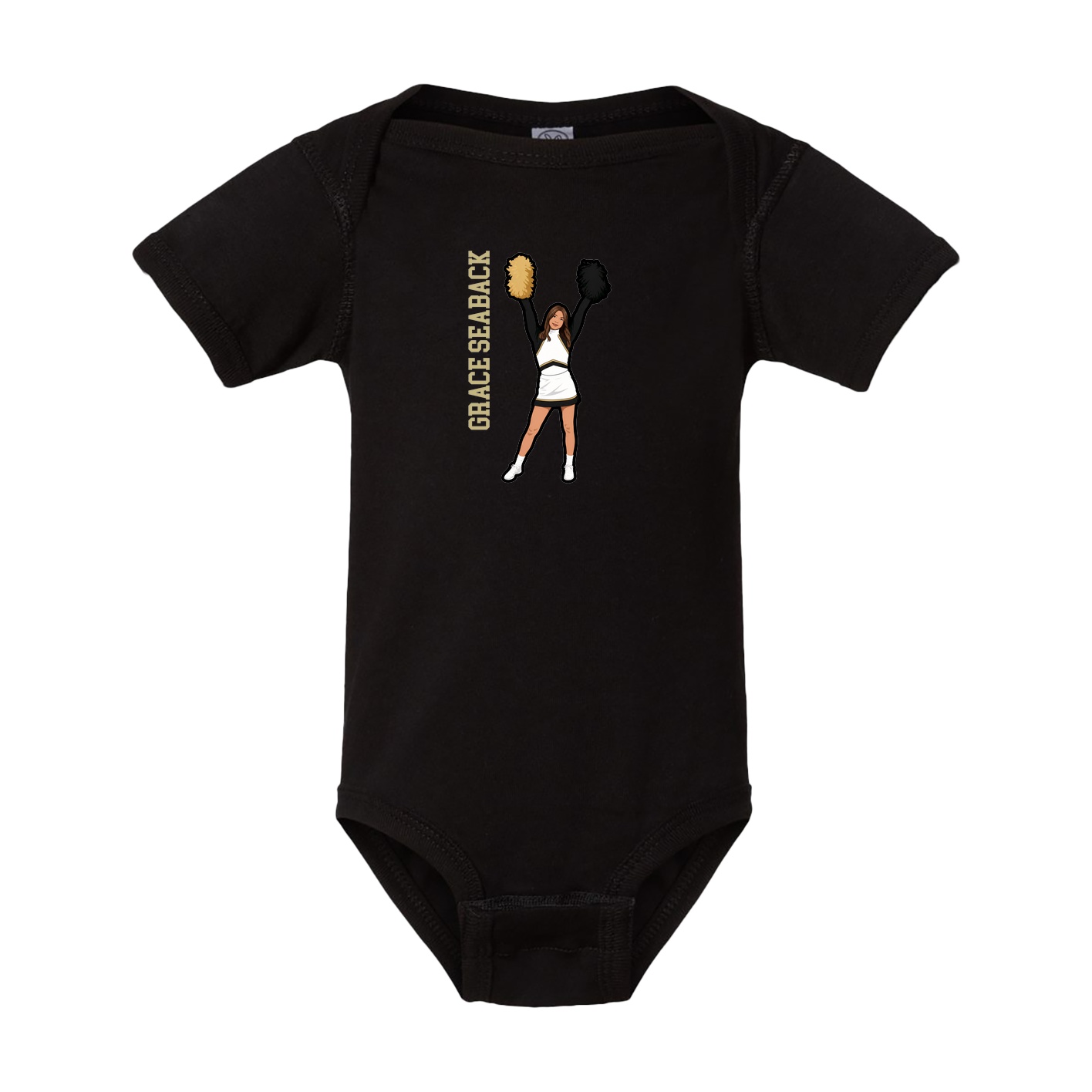 Baby Onesie — Name Vertical in Black