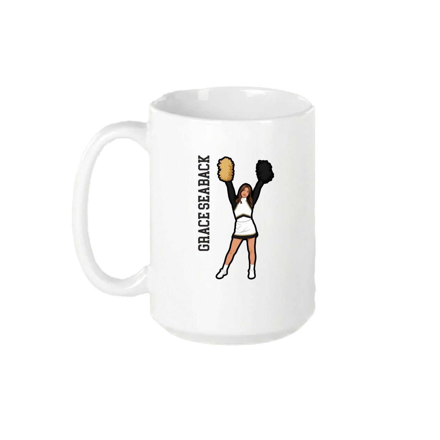 15oz Coffee Mug — Name Vertical in White