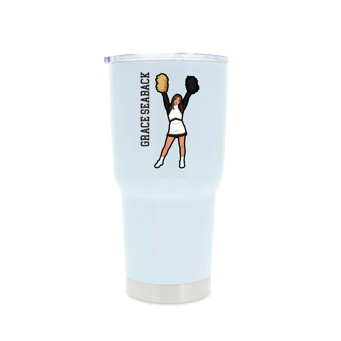30oz Stainless Steel Tumbler — Name Vertical in White