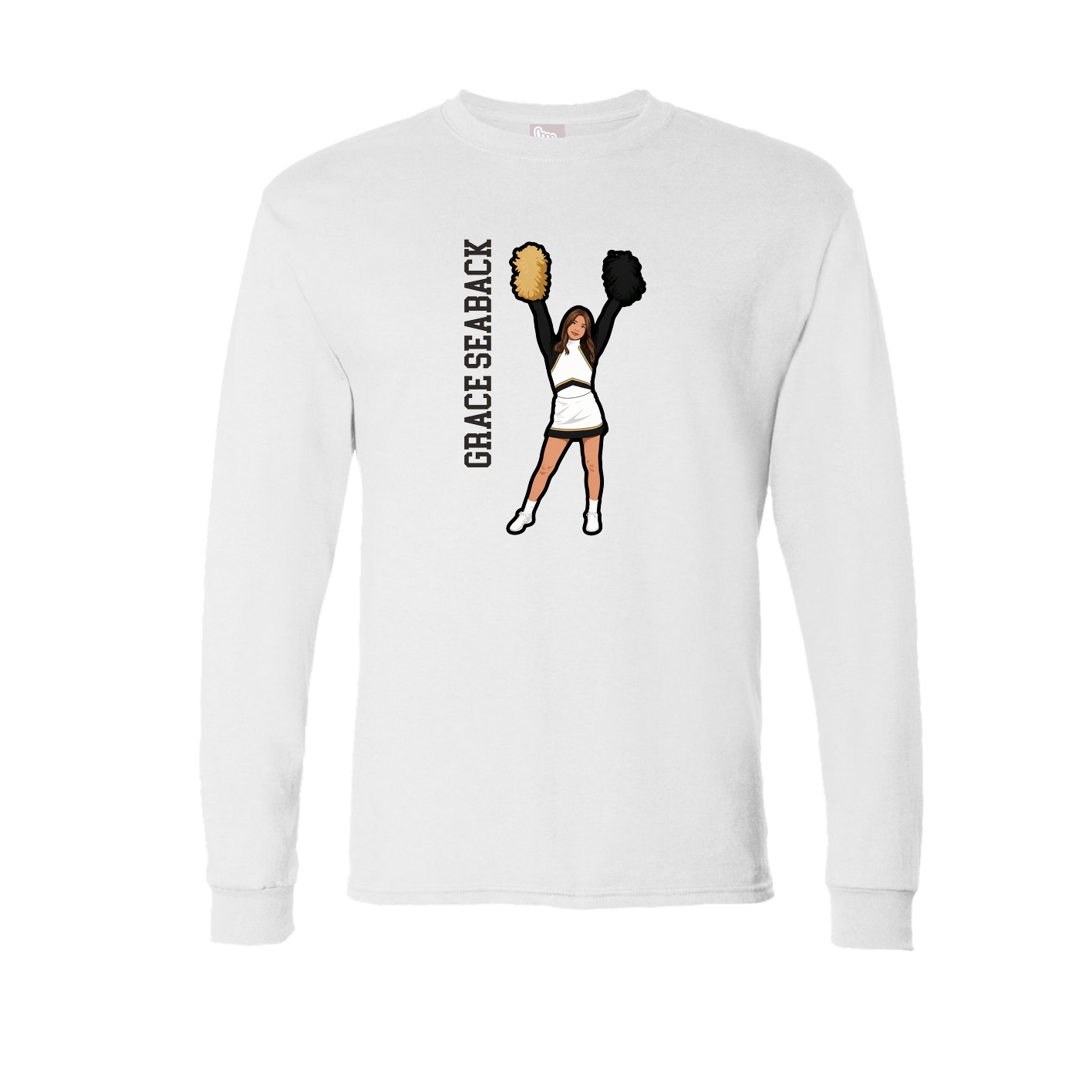Long Sleeve Tee — Name Vertical in White