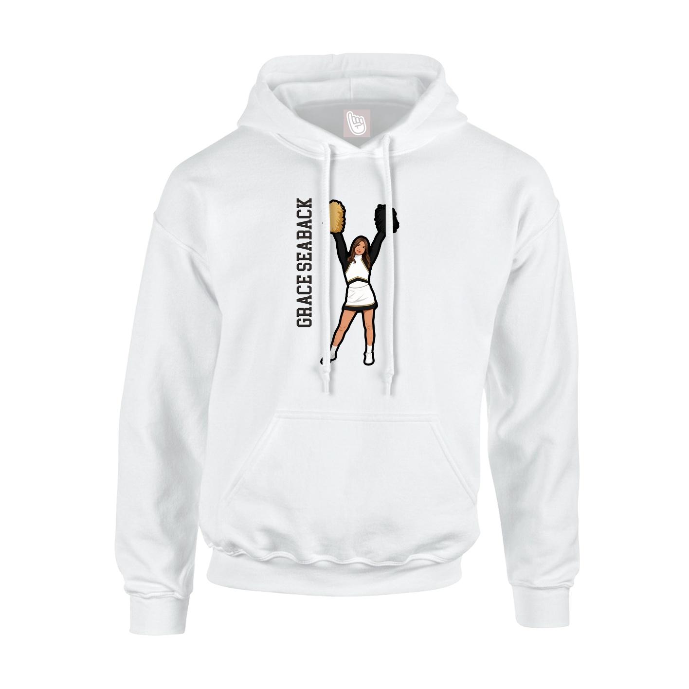 Hoodie — Name Vertical in White