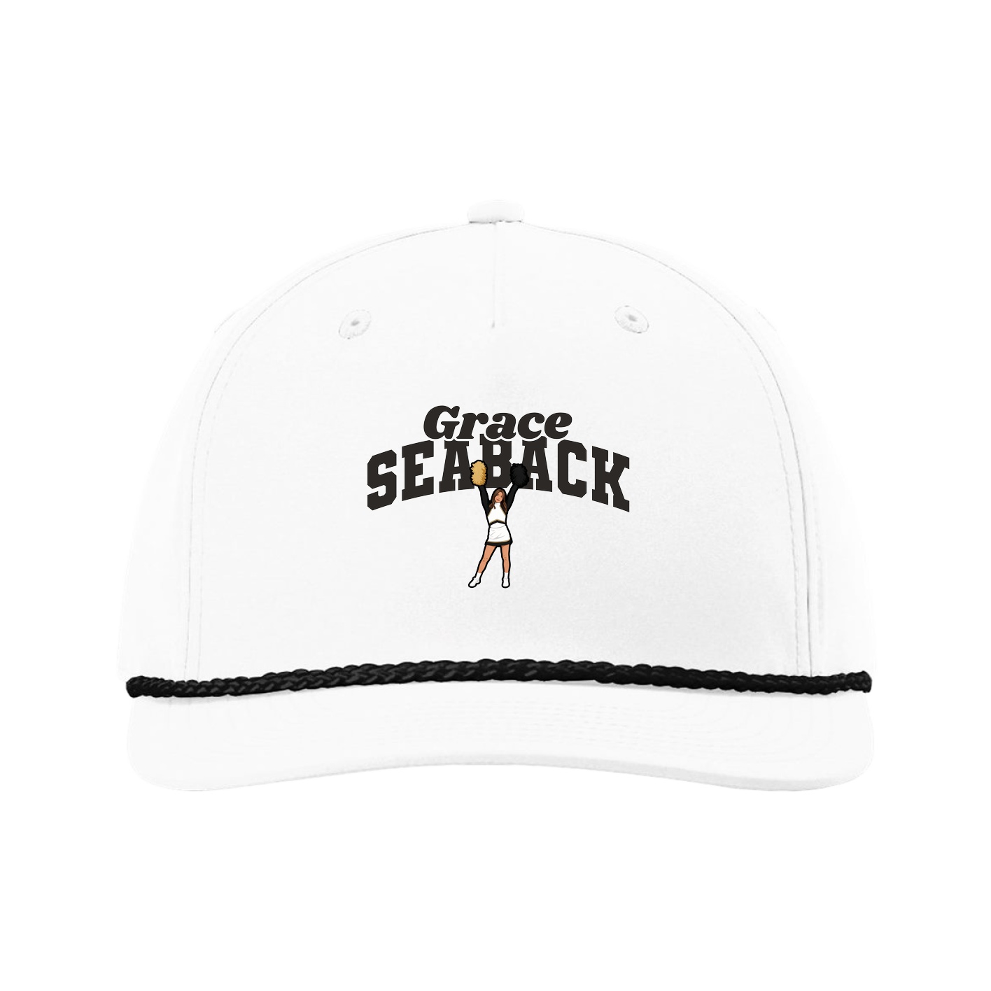 Five-Panel Classic Rope Cap — Signature Arch in White