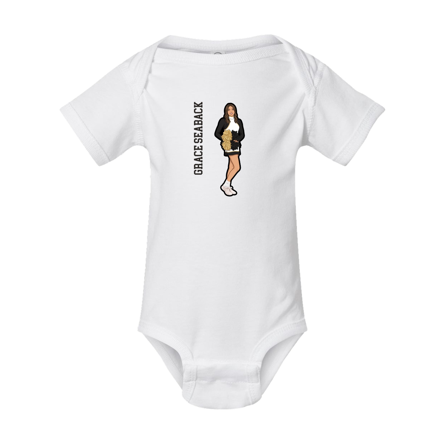 Baby Onesie — Name Vertical in White