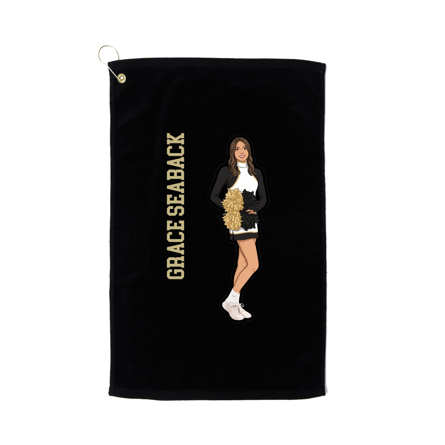 Golf Towel — Name Vertical in Black