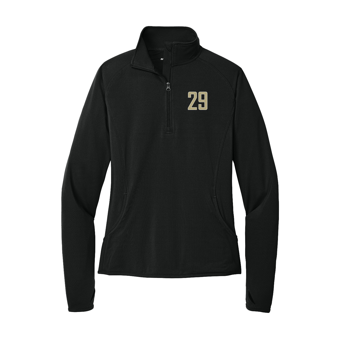 Women's Q-Zip Pullover — Front Shirsy in Black