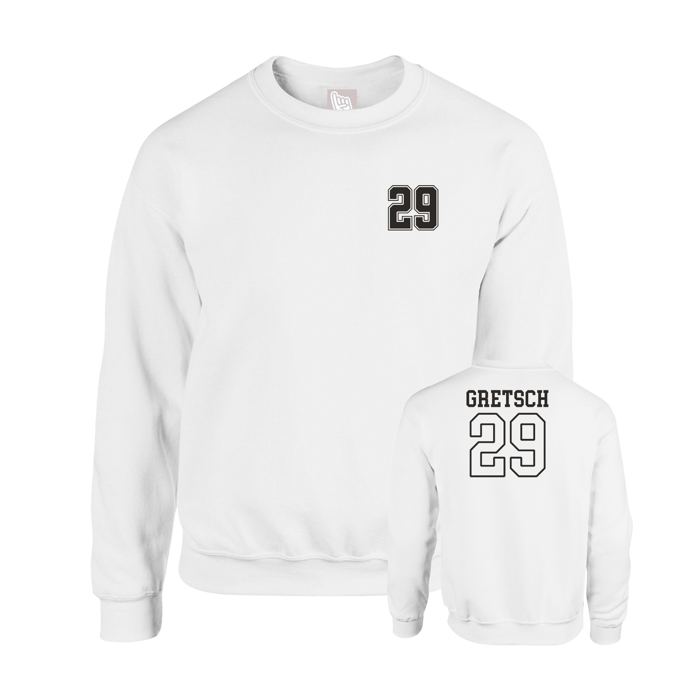 Fleece Crew — Chest Back in White