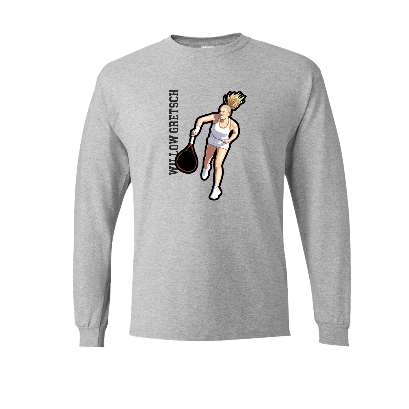 Long Sleeve Tee — Name Vertical in Grey