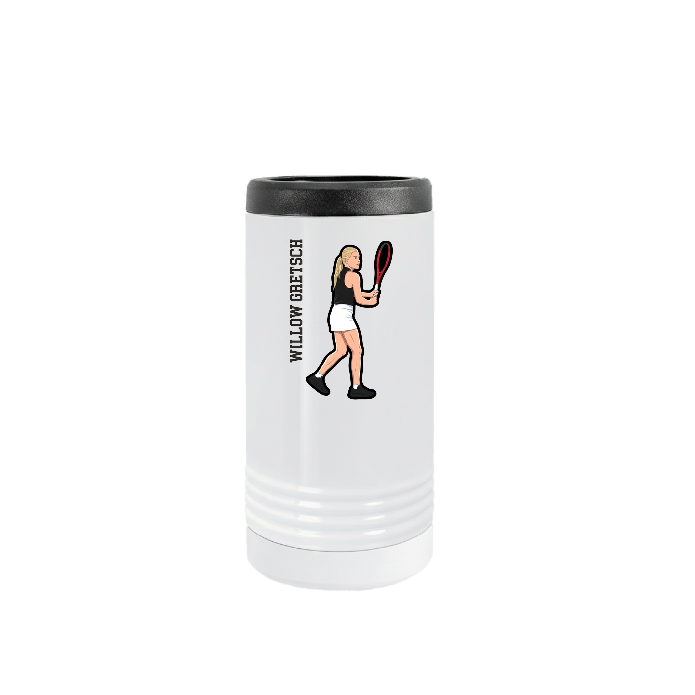 Slim Beverage Holder — Name Vertical in White