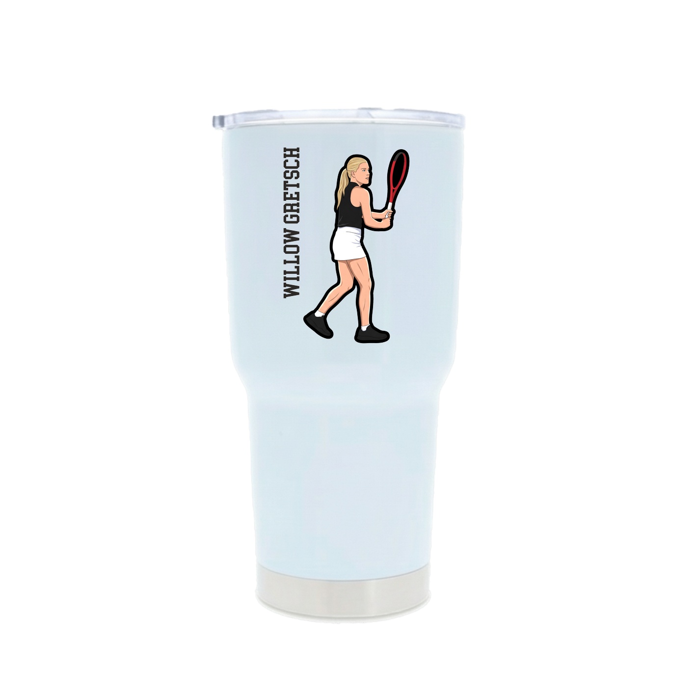 30oz Stainless Steel Tumbler — Name Vertical in White