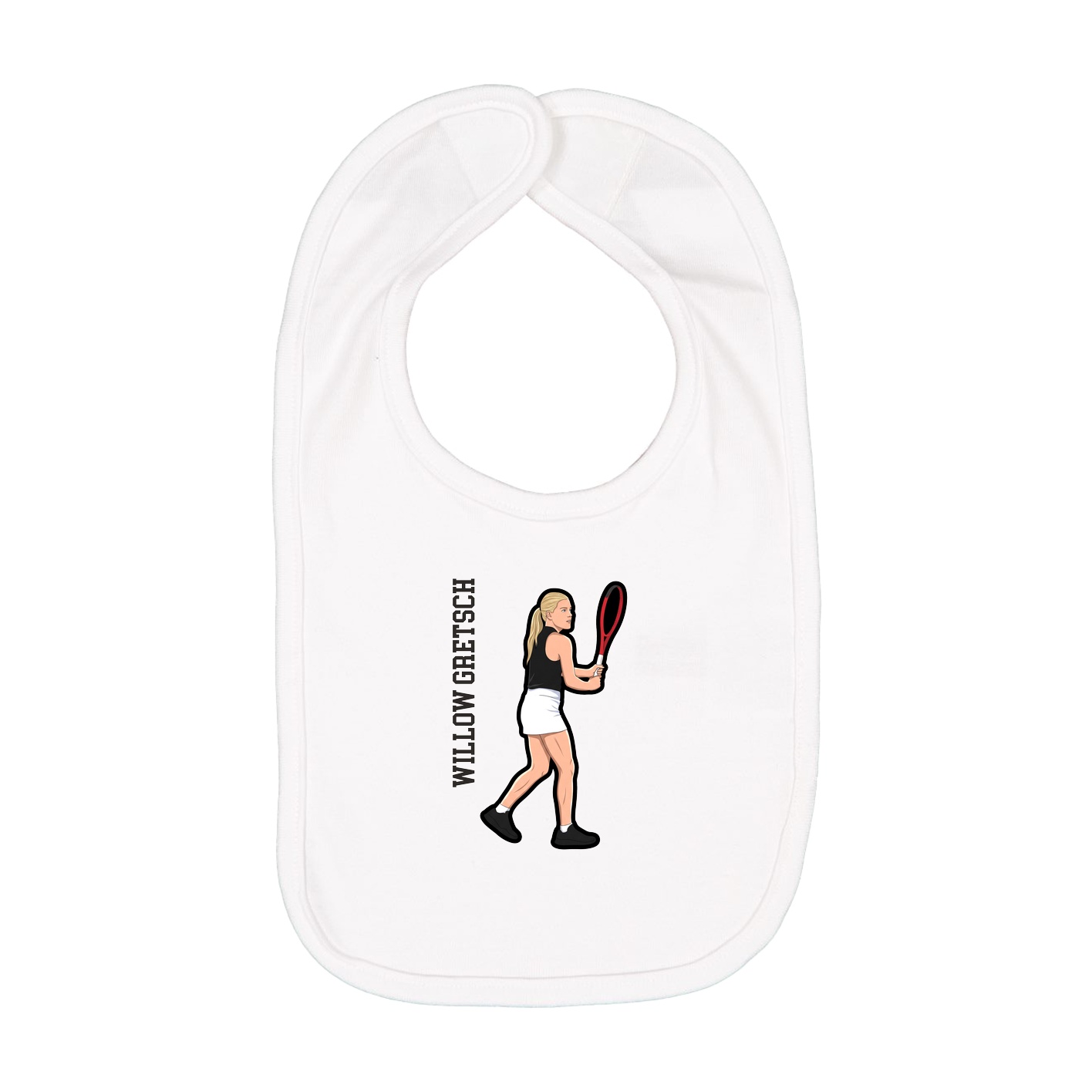 Infant Bib — Name Vertical in White