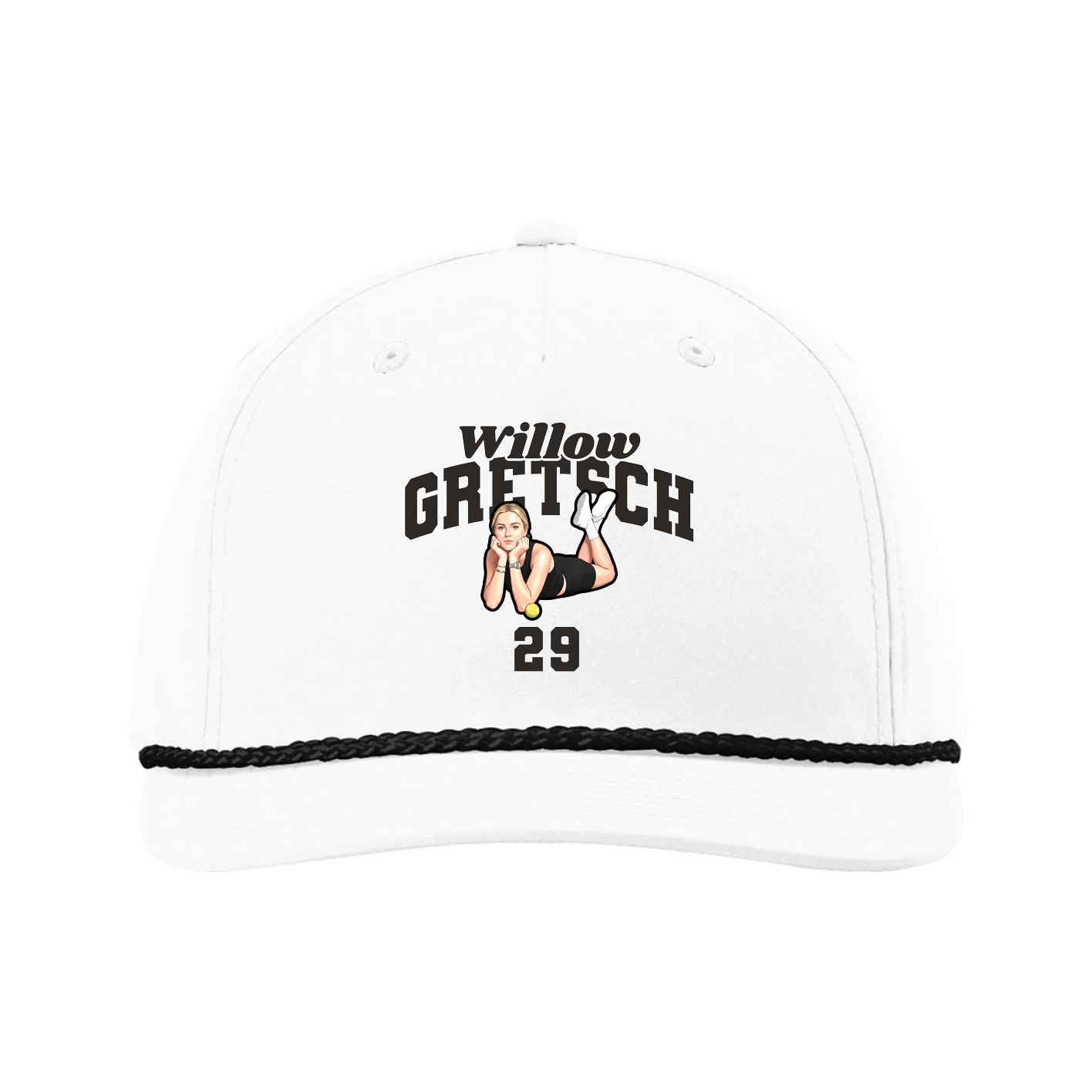 Five-Panel Classic Rope Cap — Signature Arch in White