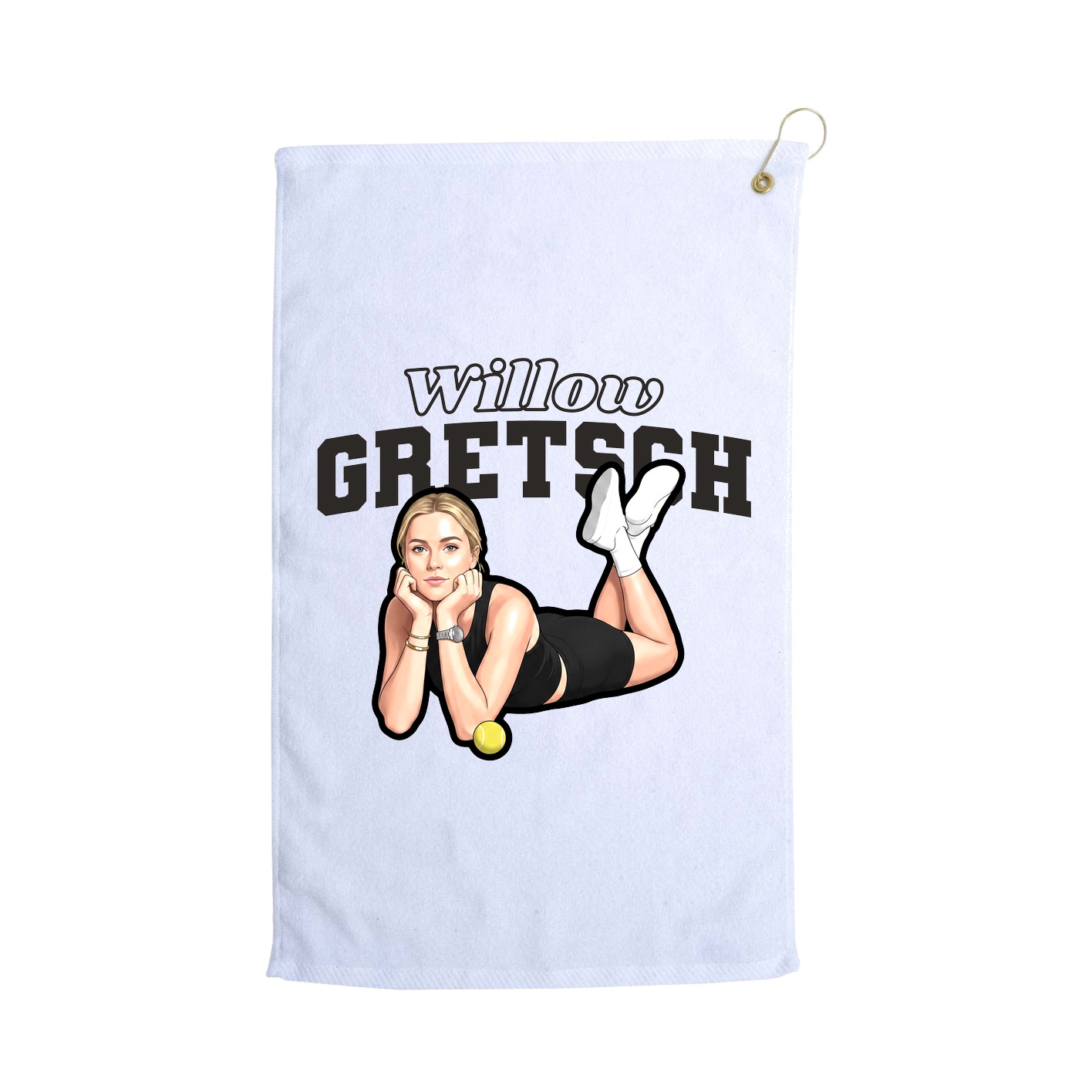 Golf Towel — Name Arch in White