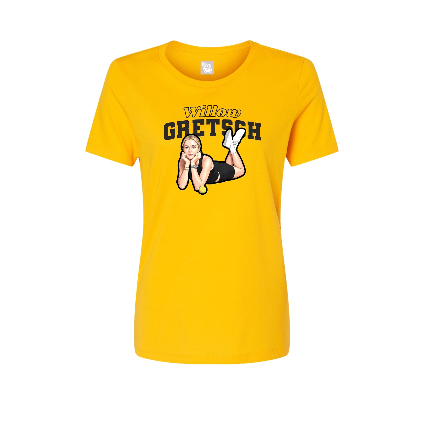 Fitted Women's Tee — Name Arch in Gold