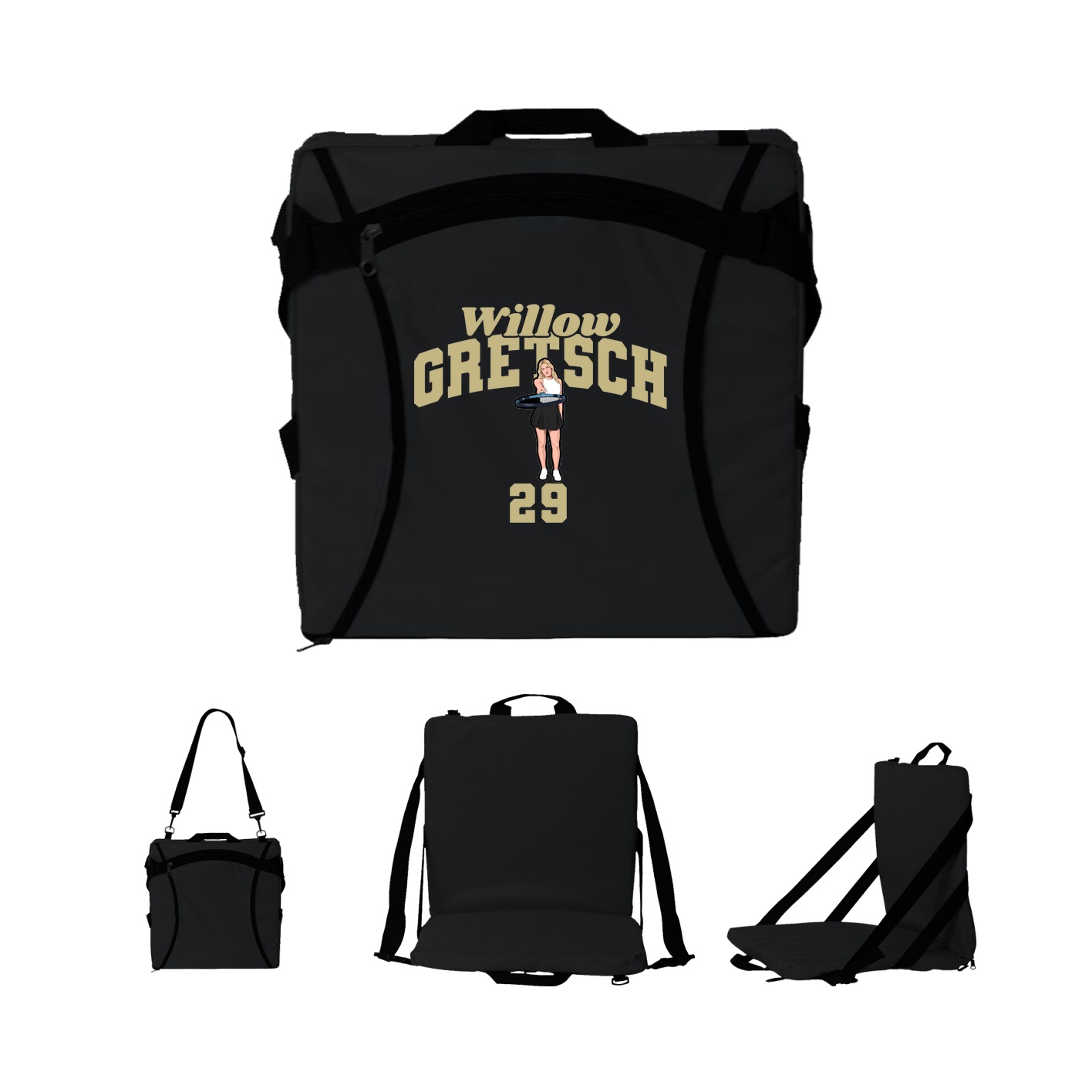 Folding Stadium Seat — Signature Arch in Black