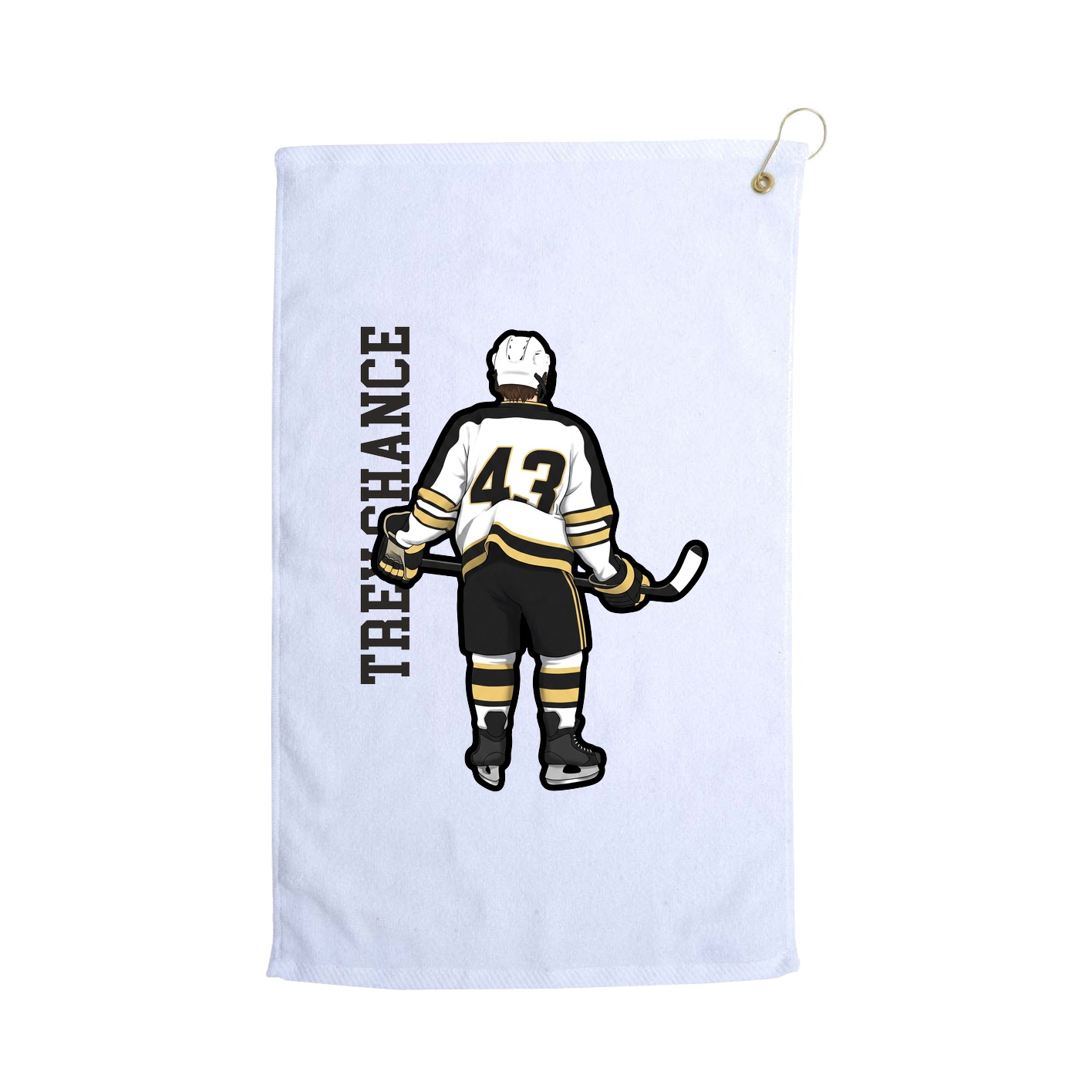 Golf Towel — Name Vertical in White