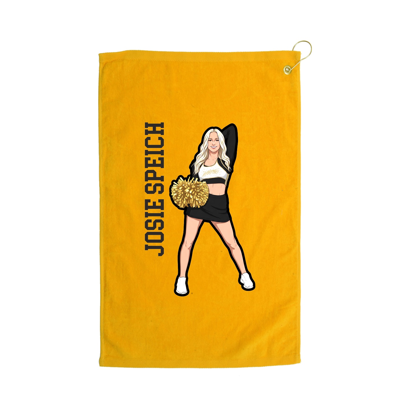 Golf Towel — Name Vertical in Gold