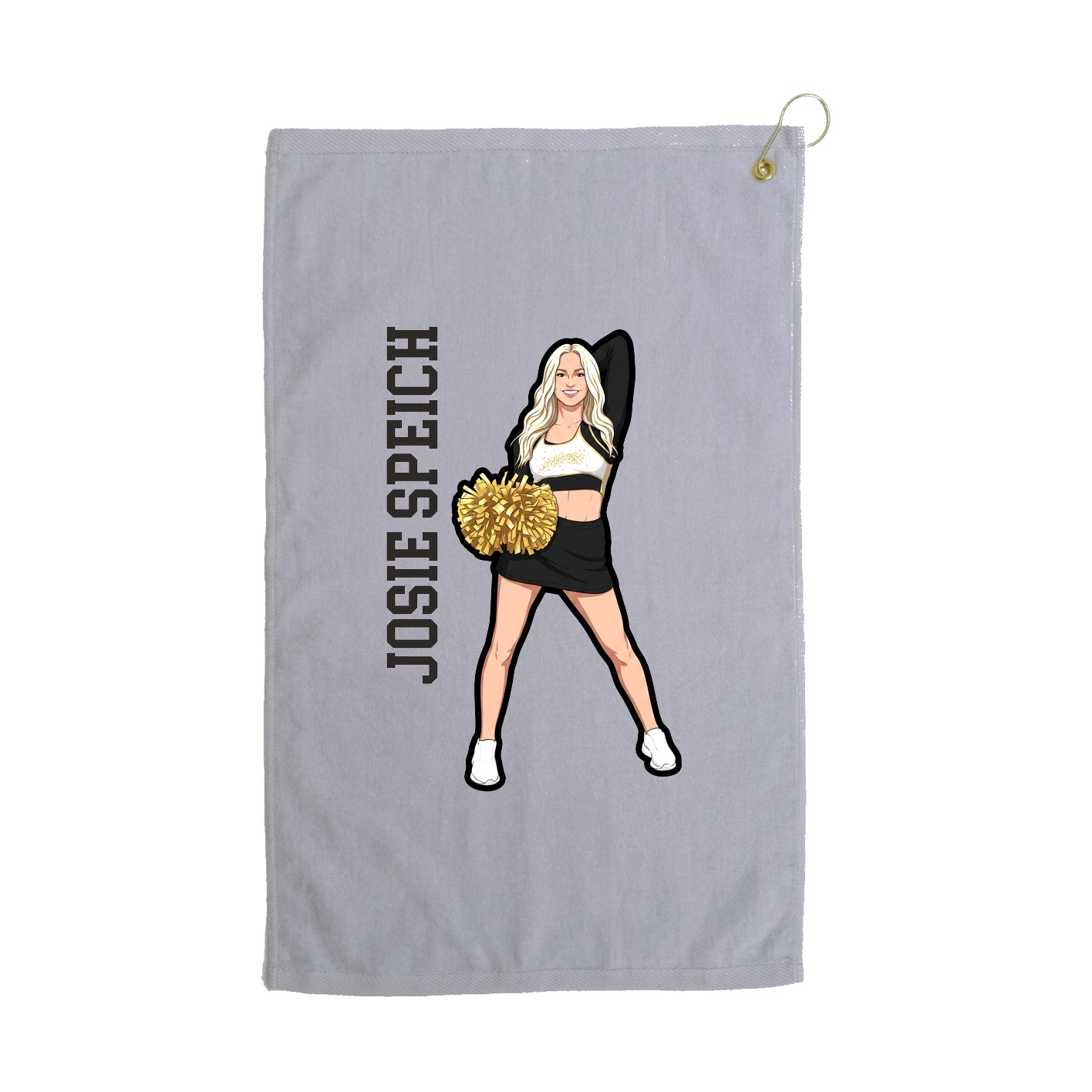 Golf Towel — Name Vertical in Grey