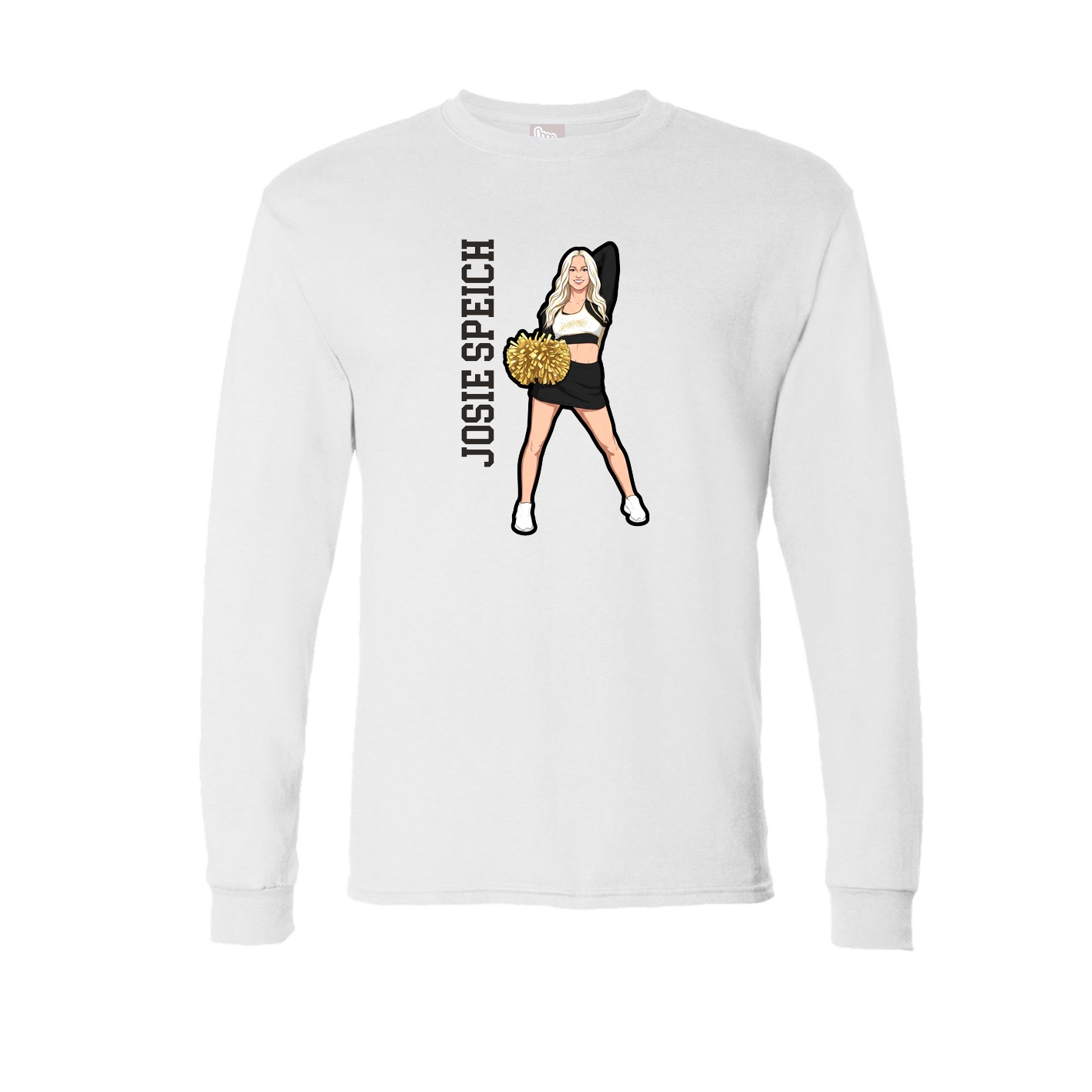Long Sleeve Tee — Name Vertical in White