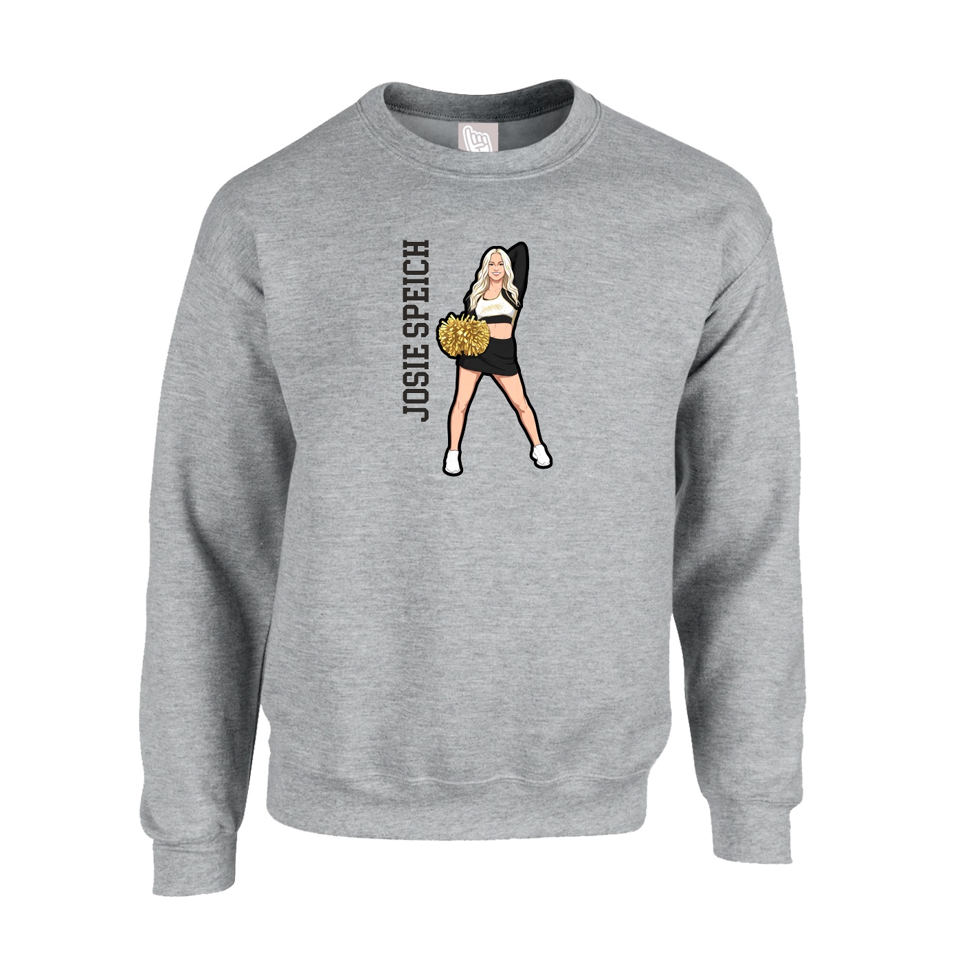 Fleece Crew — Name Vertical in Grey