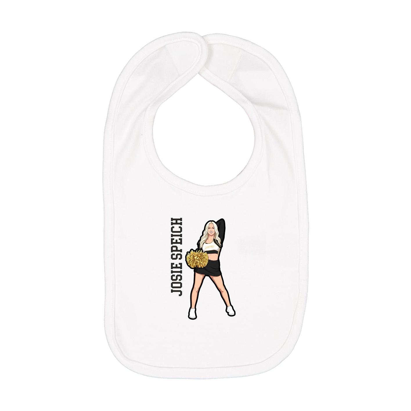 Infant Bib — Name Vertical in White