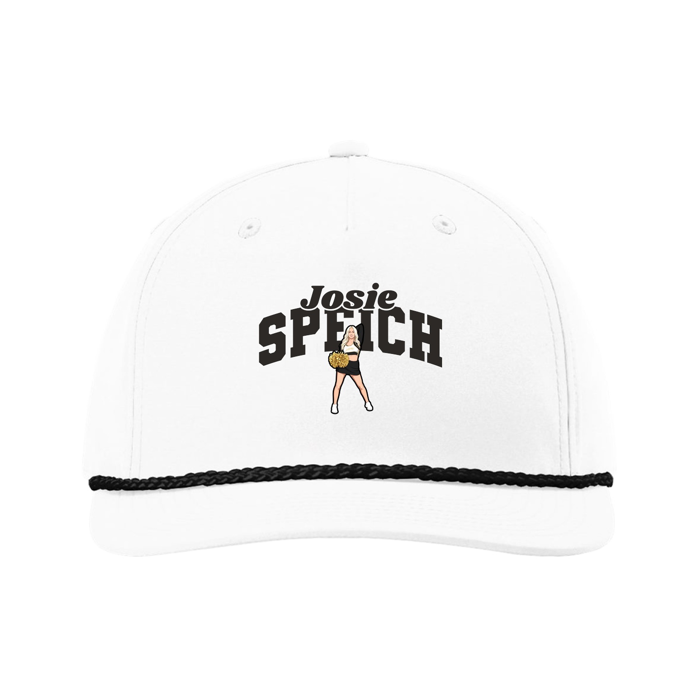 Five-Panel Classic Rope Cap — Signature Arch in White