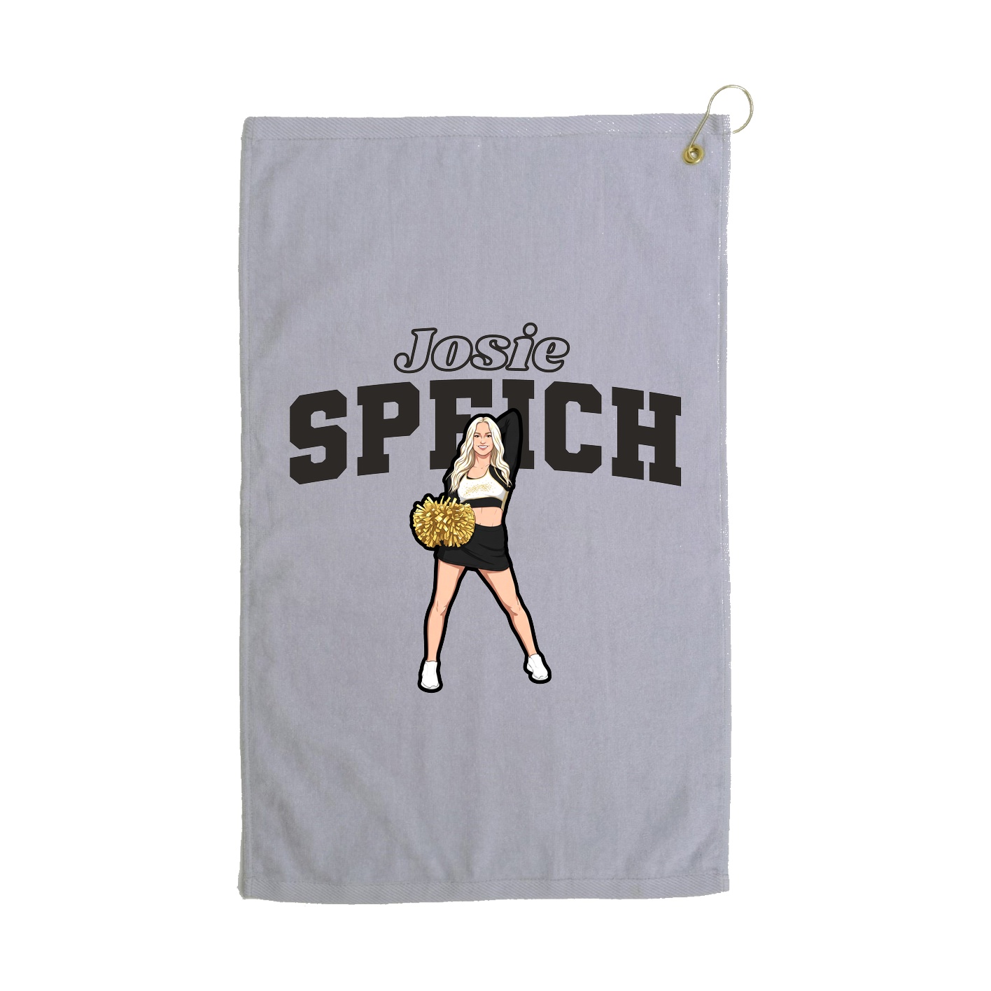 Golf Towel — Name Arch in Grey