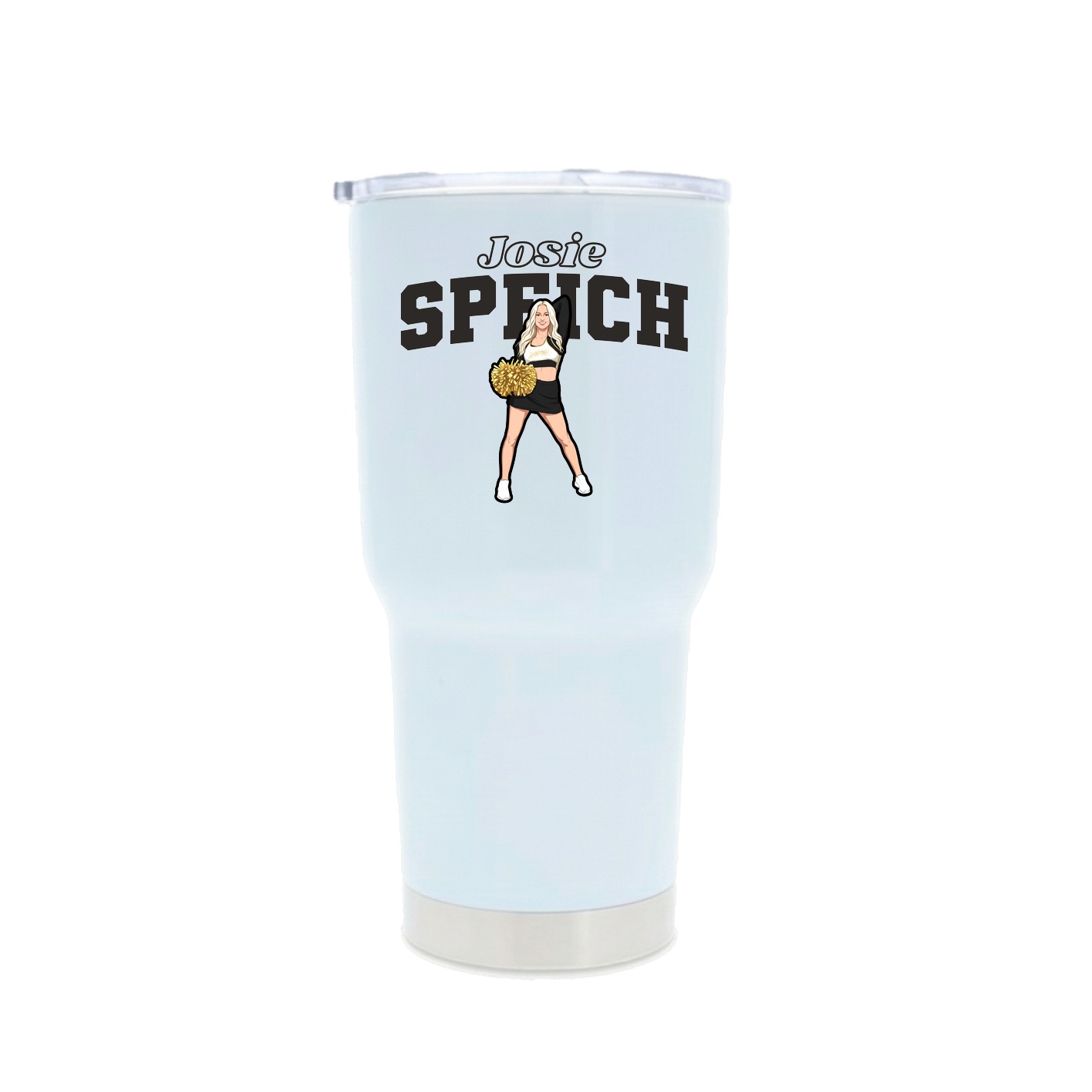 30oz Stainless Steel Tumbler — Name Arch in White
