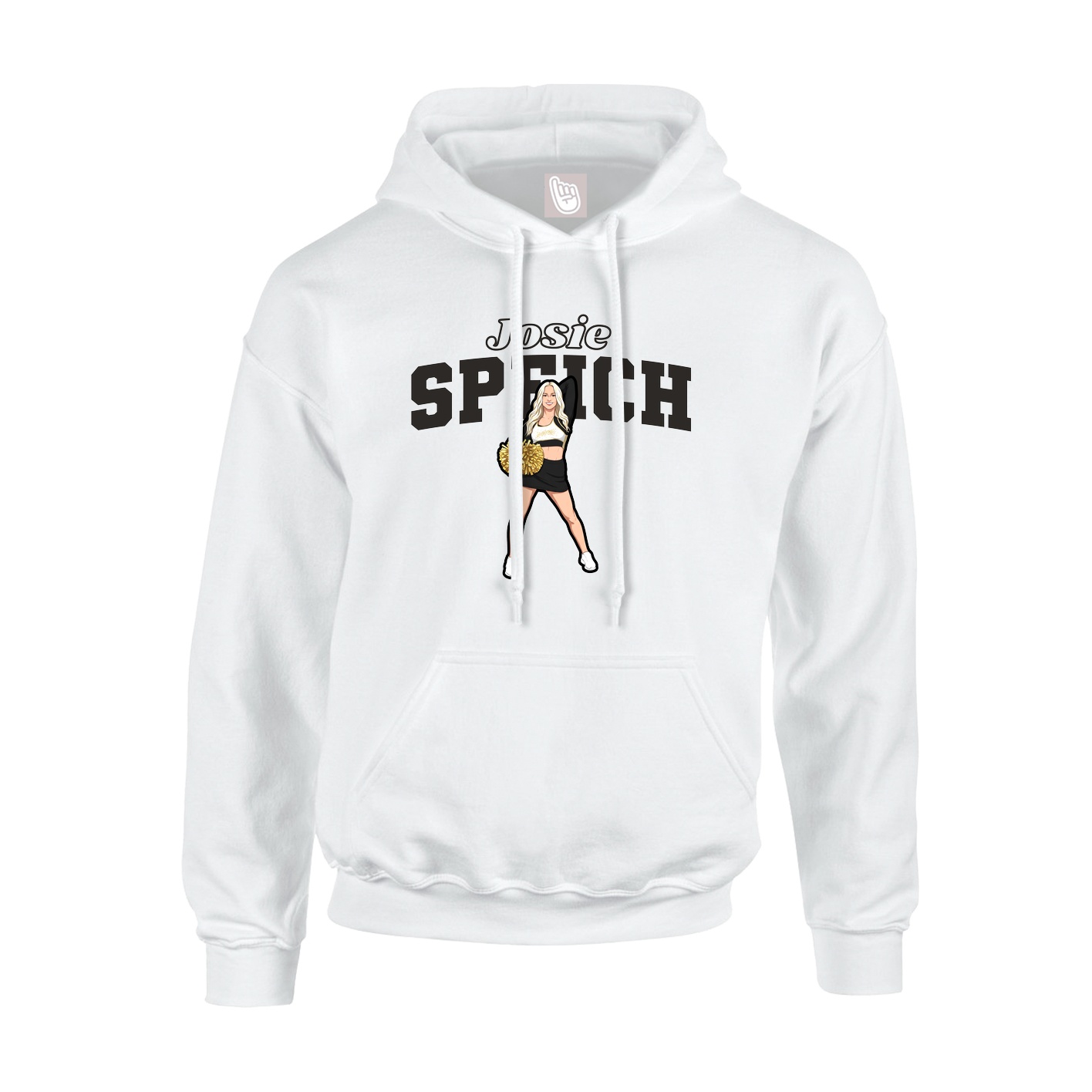 Youth Hoodie — Name Arch in White