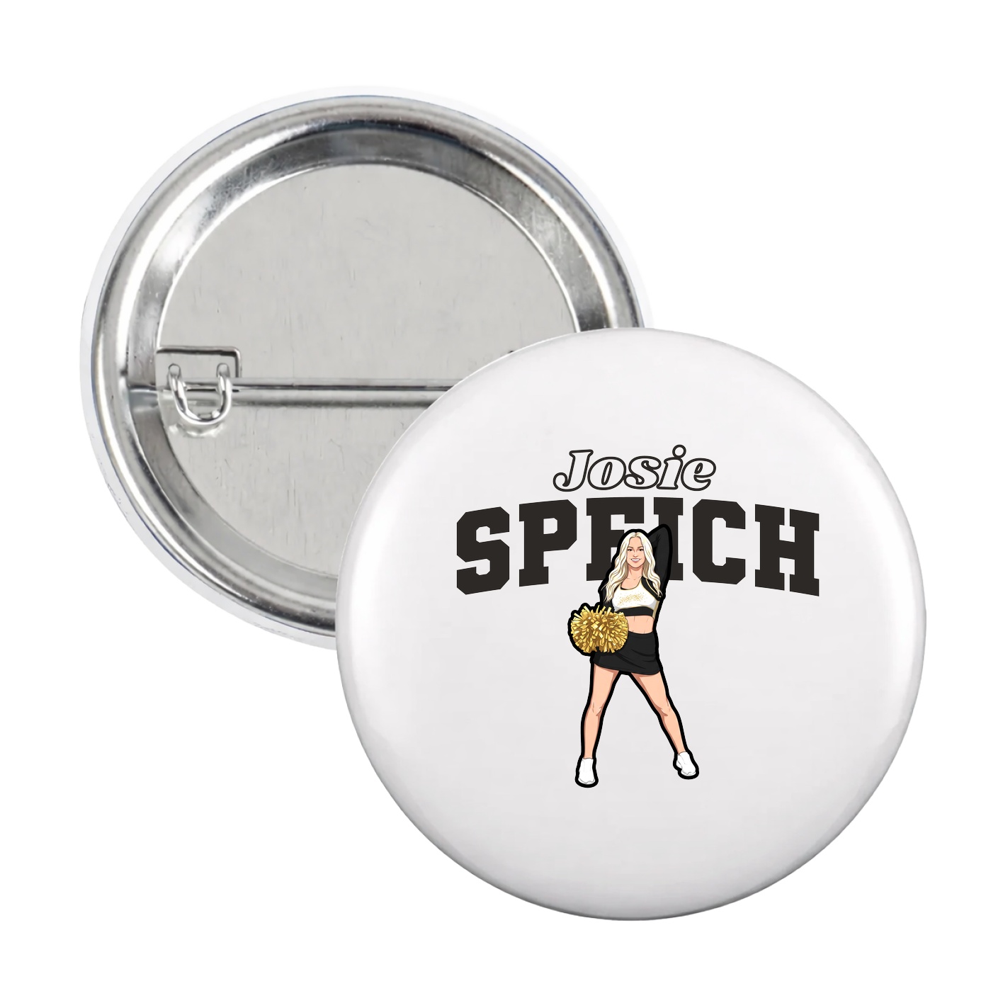 Game Day Button — Name Arch in White