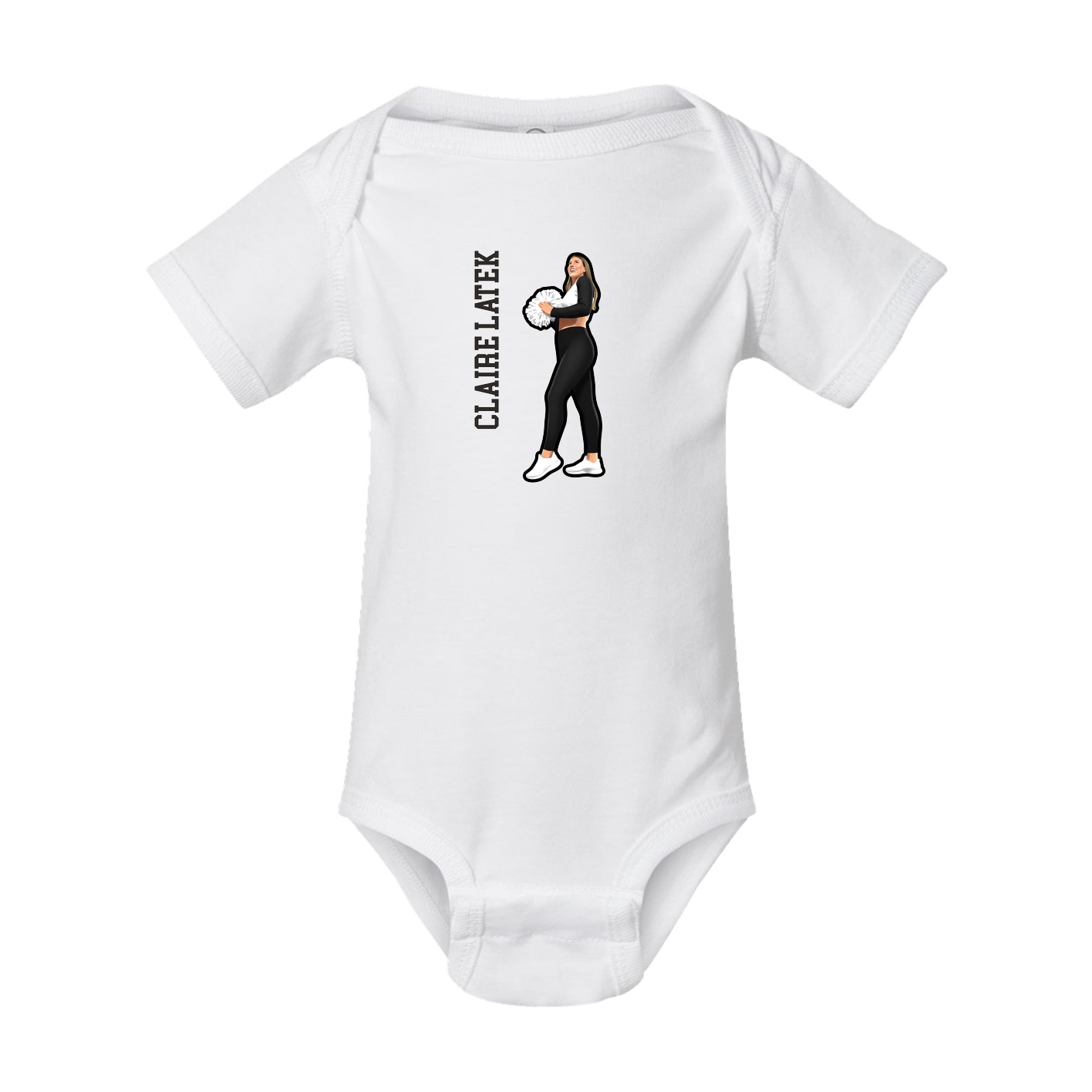 Baby Onesie — Name Vertical in White