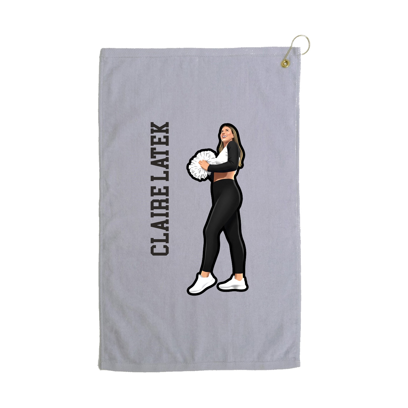 Golf Towel — Name Vertical in Grey