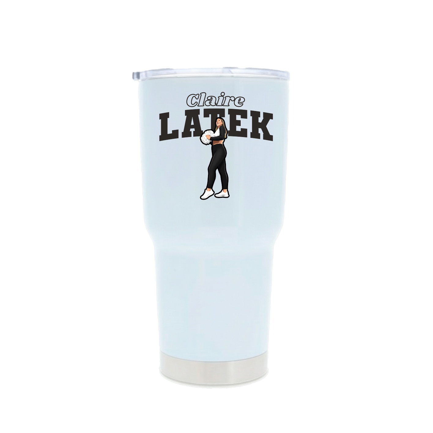 30oz Stainless Steel Tumbler — Name Arch in White
