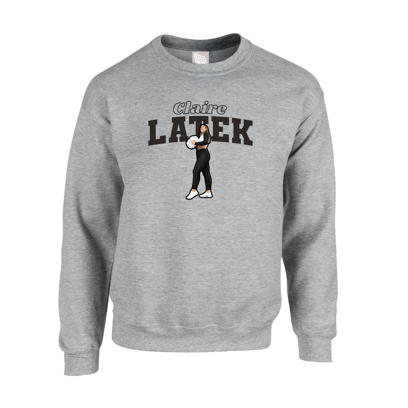 Fleece Crew — Name Arch in Grey