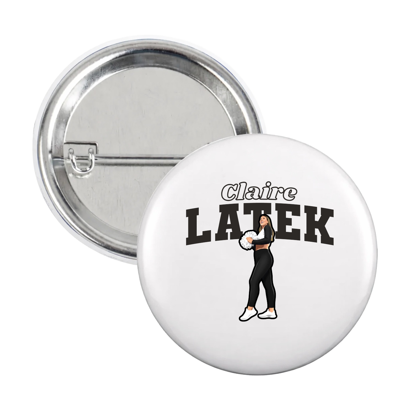 Game Day Button — Name Arch in White