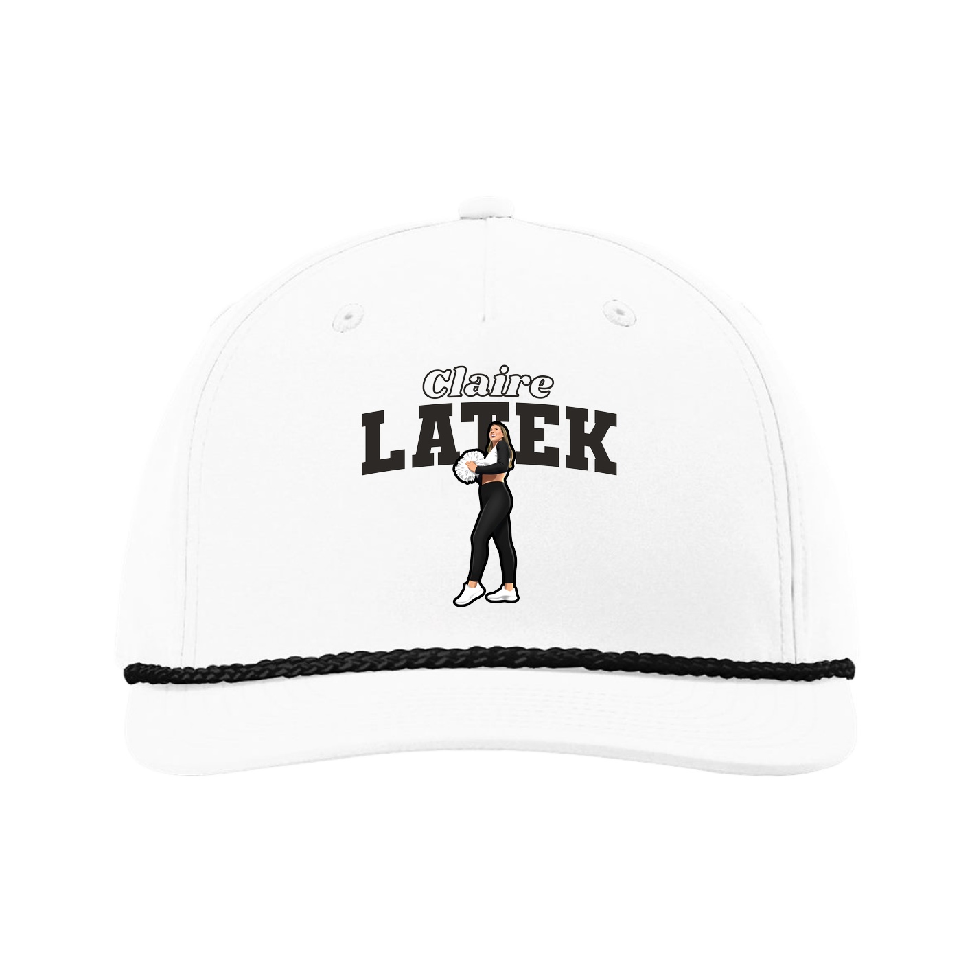 Five-Panel Classic Rope Cap — Name Arch in White