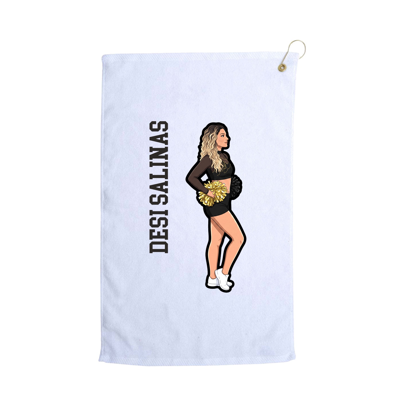 Golf Towel — Name Vertical in White