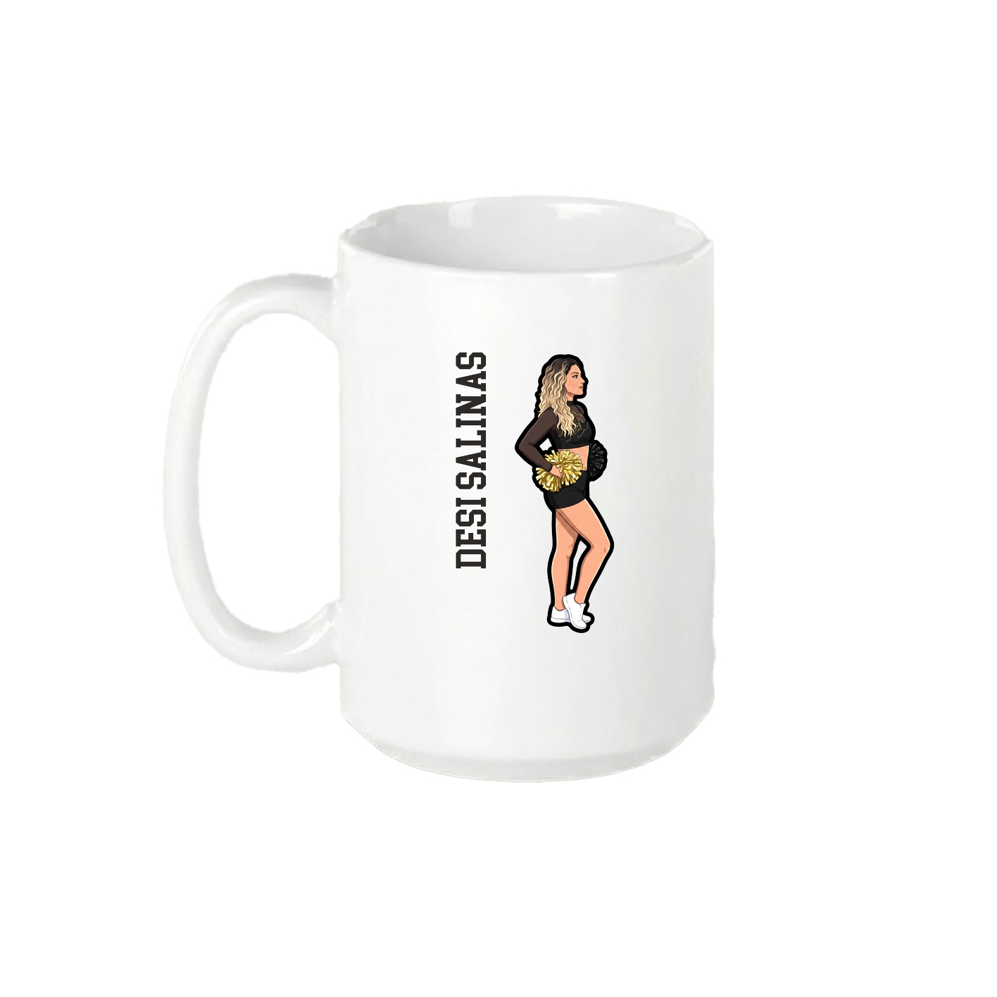 15oz Coffee Mug — Name Vertical in White