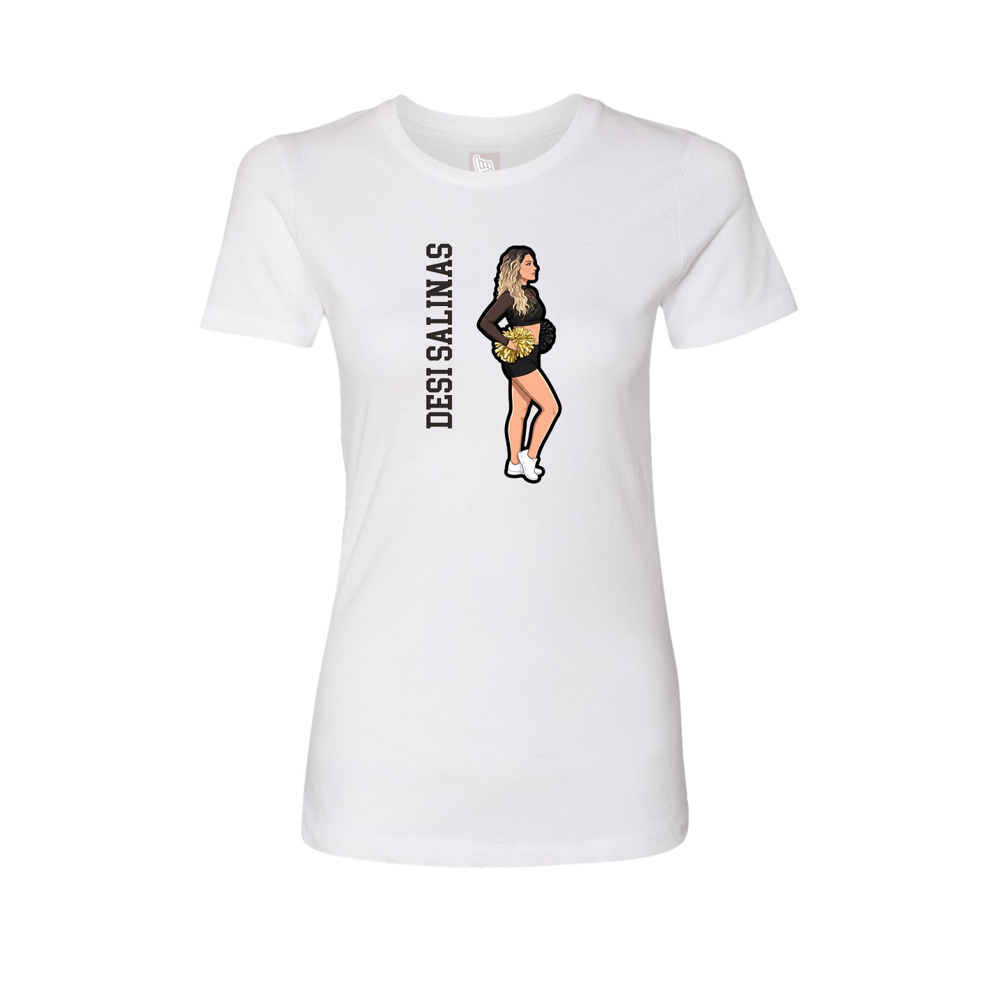 Fitted Women's Tee — Name Vertical in White