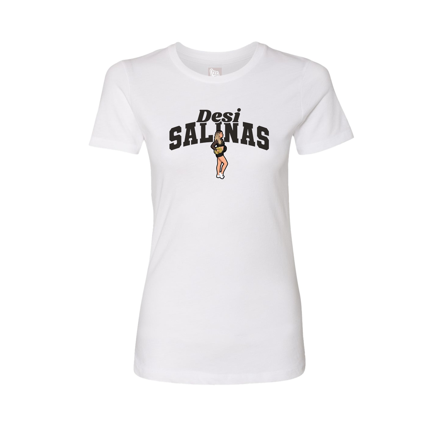 Fitted Women's Tee — Signature Arch in White