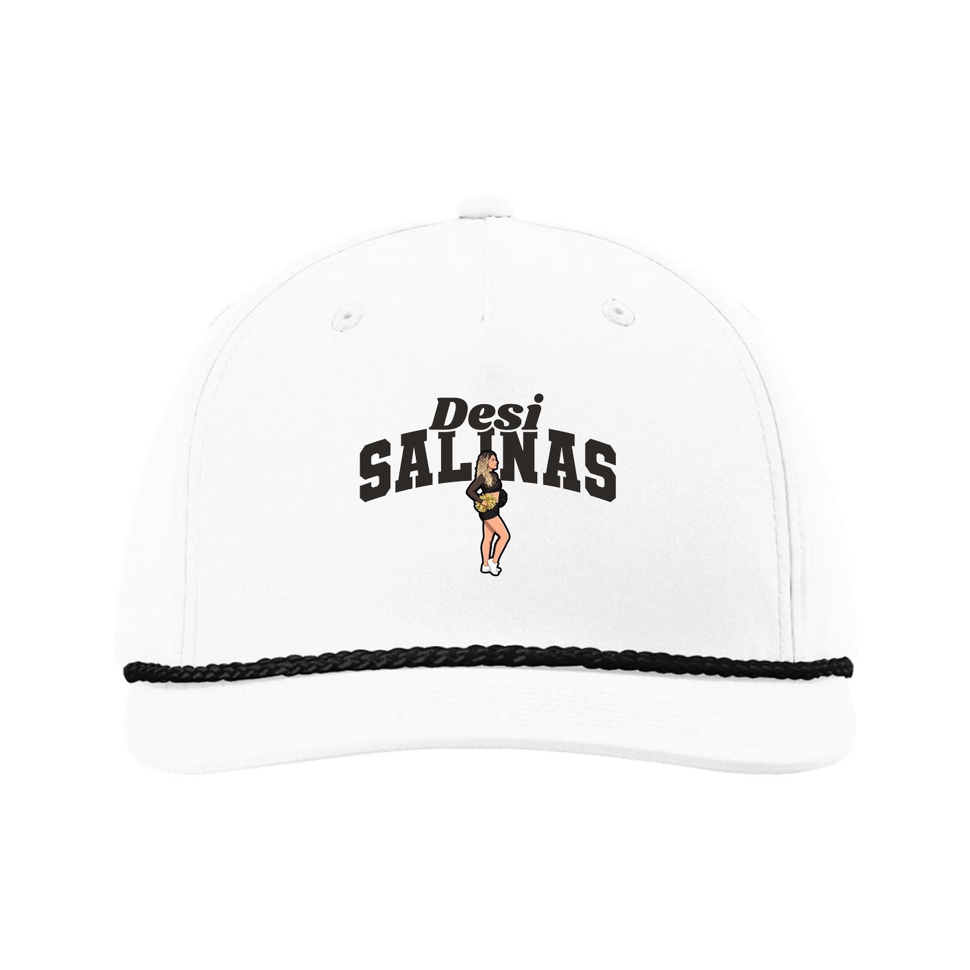 Five-Panel Classic Rope Cap — Signature Arch in White