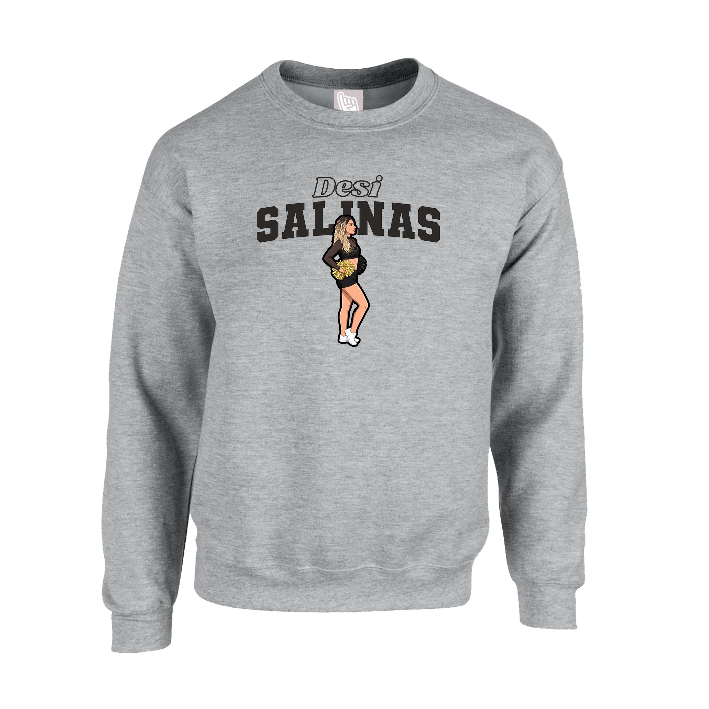 Fleece Crew — Name Arch in Grey