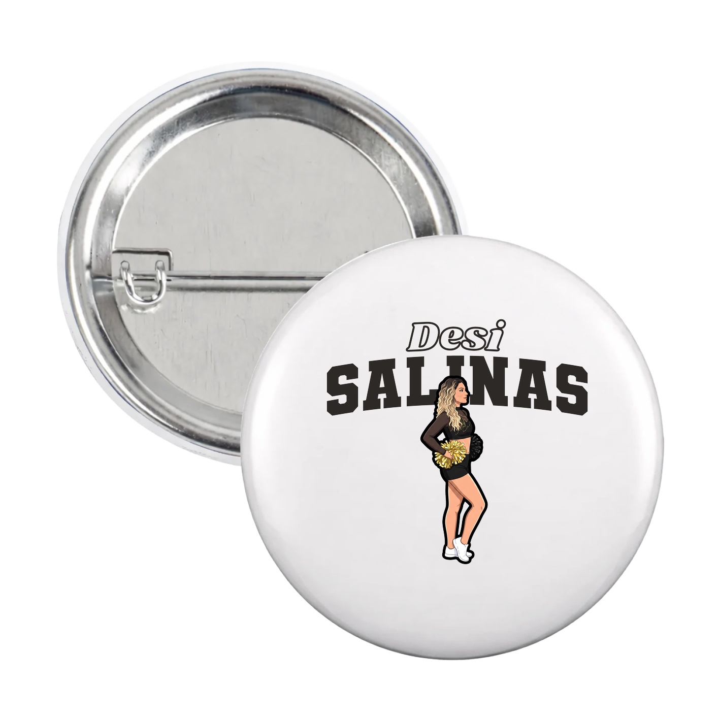 Game Day Button — Name Arch in White