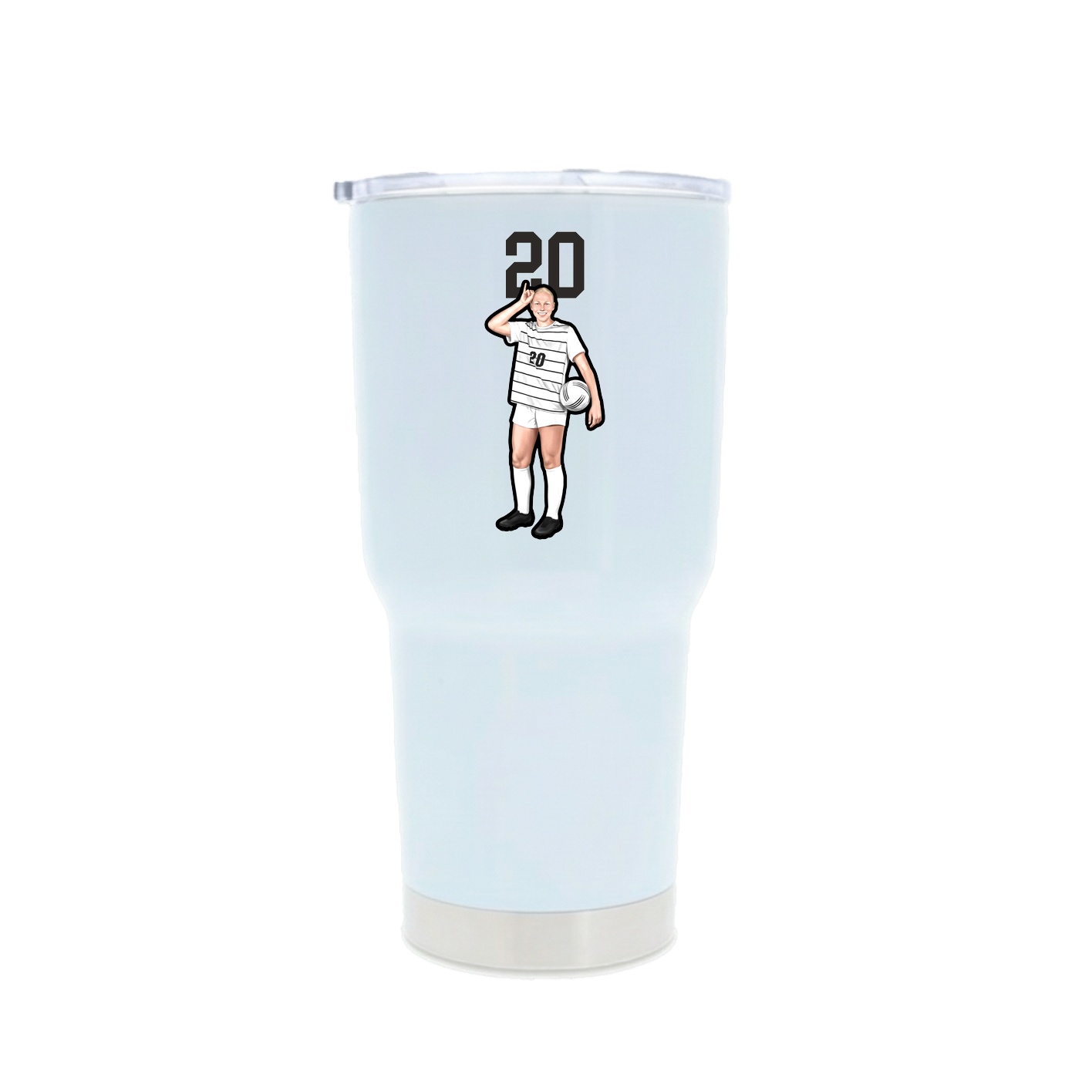 30oz Stainless Steel Tumbler — Number Top in White