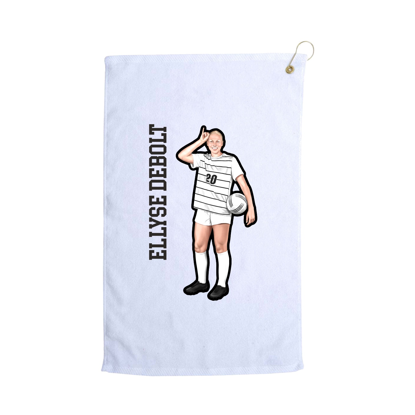 Golf Towel — Name Vertical in White
