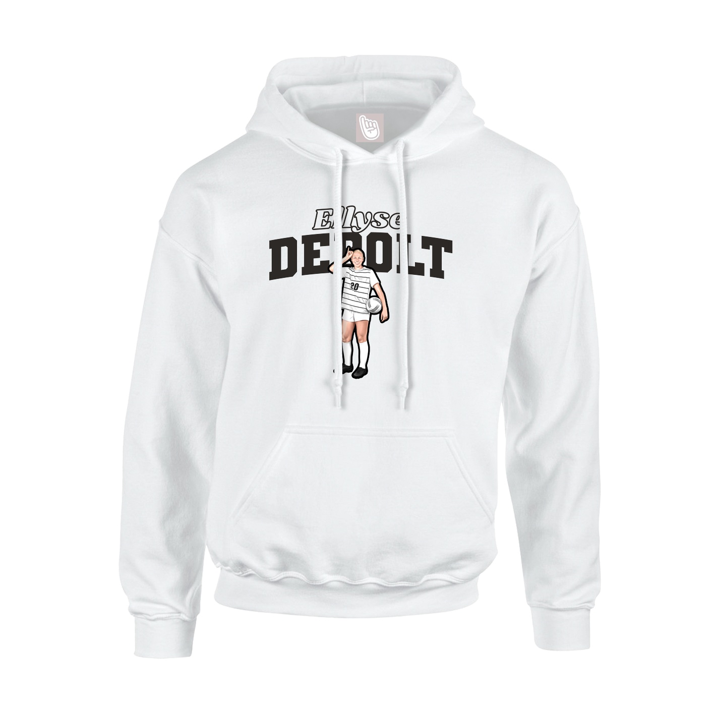 Youth Hoodie — Name Arch in White