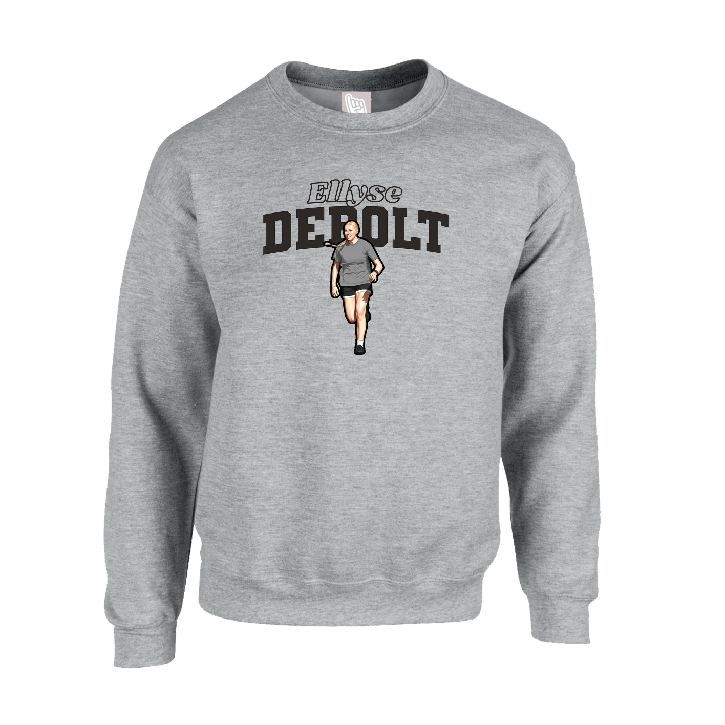 Fleece Crew — Name Arch in Grey