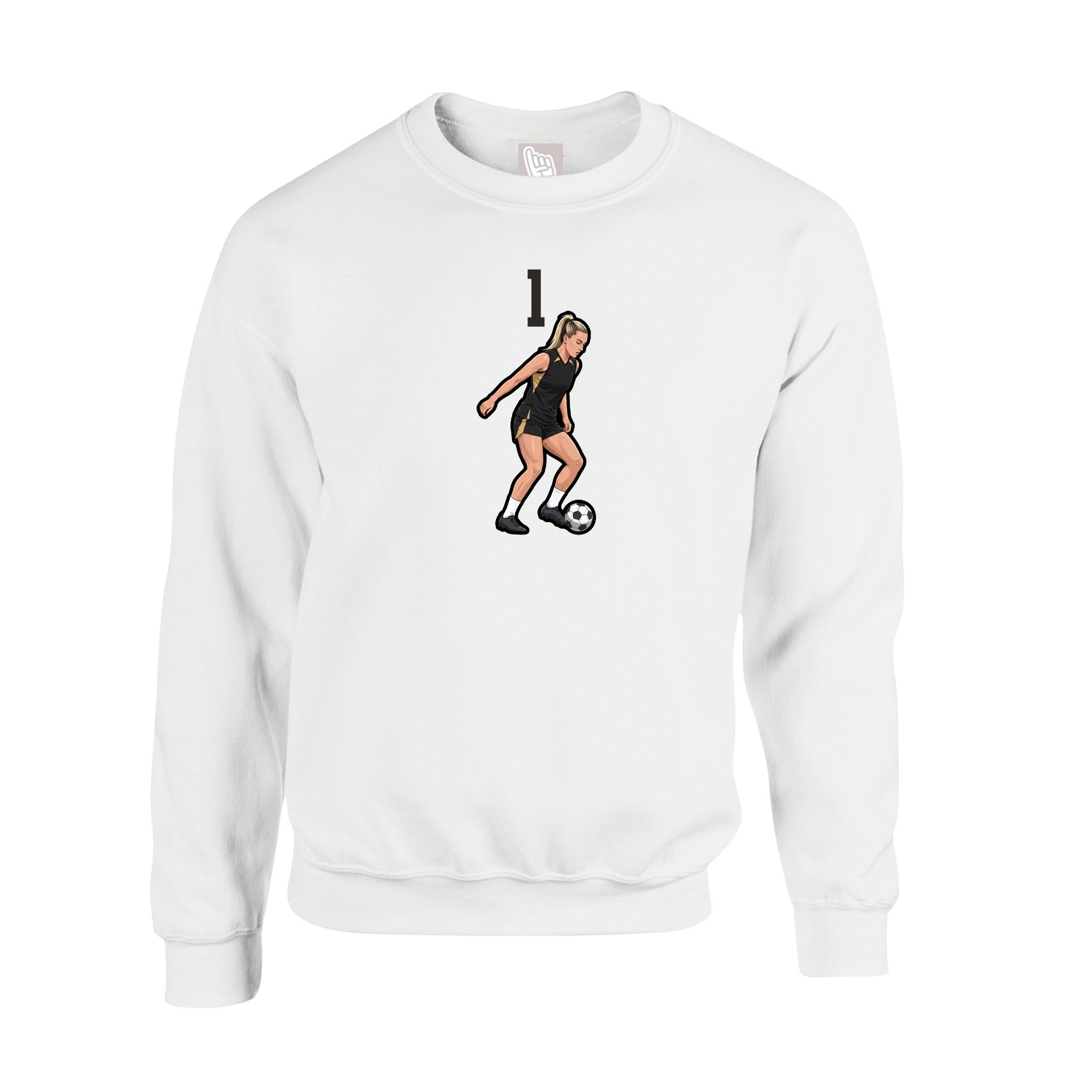 Fleece Crew — Number Top in White