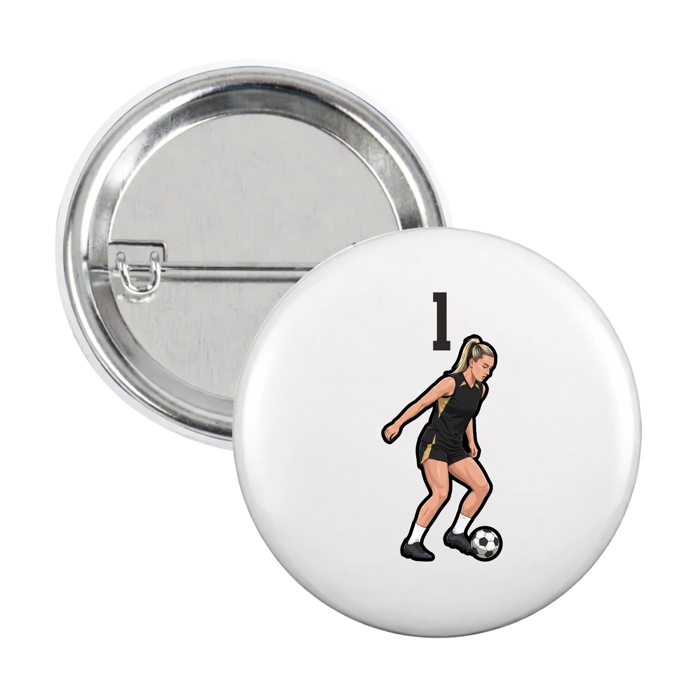 Game Day Button — Number Top in White