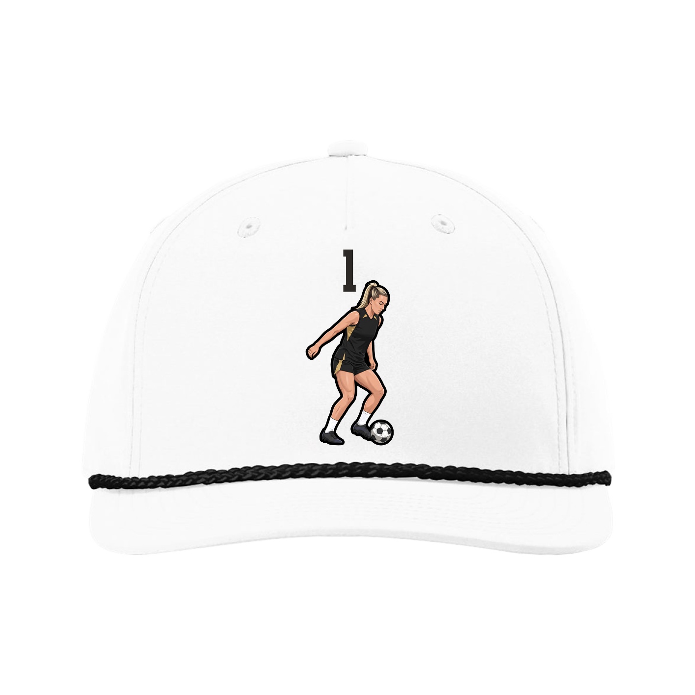 Five-Panel Classic Rope Cap — Number Top in White